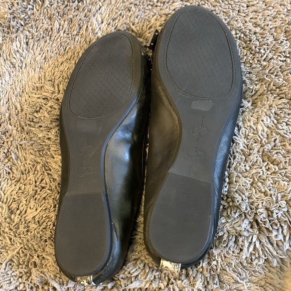 Jessica Simpson black flats ballet Bow gold trim size 10.5 in great condition - Picture 4 of 5